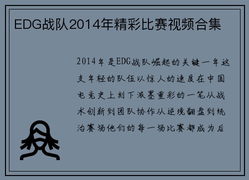 EDG战队2014年精彩比赛视频合集